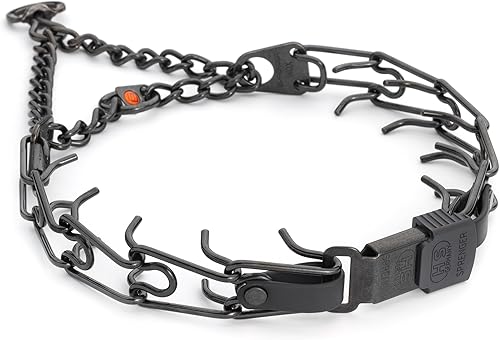 Miniatura 25 de Collar para Perro Herm Sprenger de Acero Inoxidable Negro con Hebilla de Liberación Rápida ClicLock y Inserción de Biothane Collar de Entrenamiento