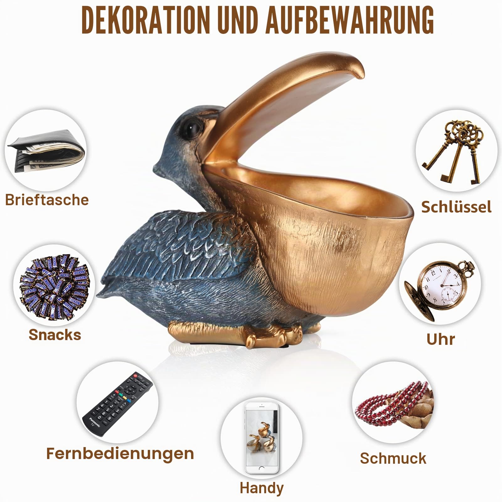 Pelikan Schlüsselhalter Statuen, Nette Tier Hippo Candy Skala, Einzigartige Schreibtisch Schlüsselhalter für Pelikan Figur, Moderne Candy Schale für Büro und Eingang Tisch