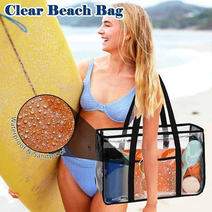 Bolso playero transparente para mujer con cierre miniatura 8