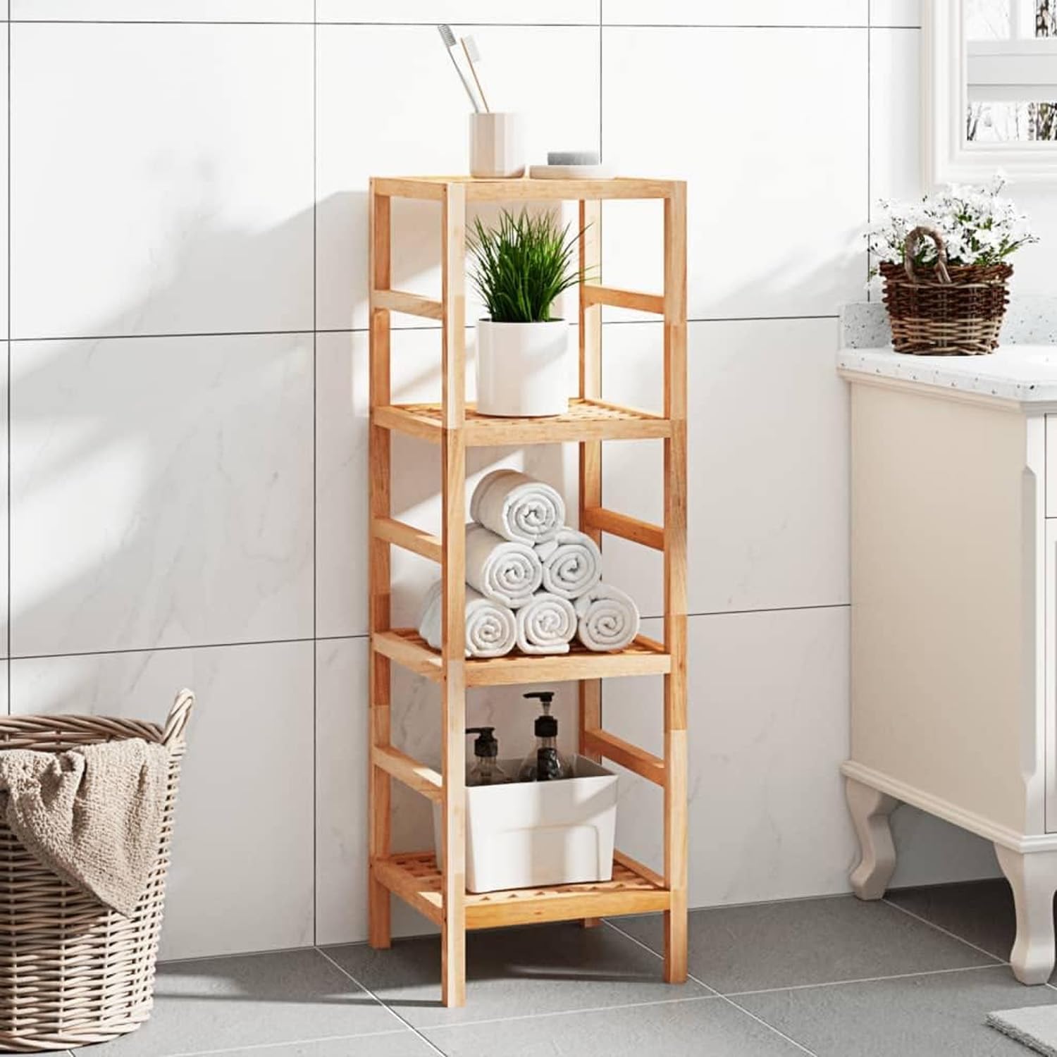 Avilia Estantería multifunción para cocina, baño y salón, de madera, 36 x 35,8 x 107 cm