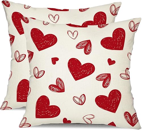 Miniatura 7 de DFXSZ Juego de 2 fundas de almohada para el día de San Valentín de 12 x 20 pulgadas, fundas de almohada rojas con corazones blancos, fundas