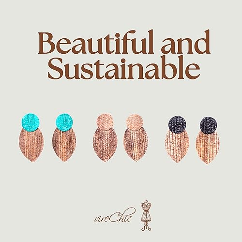 Miniatura 2 de VIRECHIC- AsymMetry Drop Earrings -Sustainable Natural Fiber, Handmade Brazilian Earrings, Unique Creative Pair of Earrings (Black and Natural)