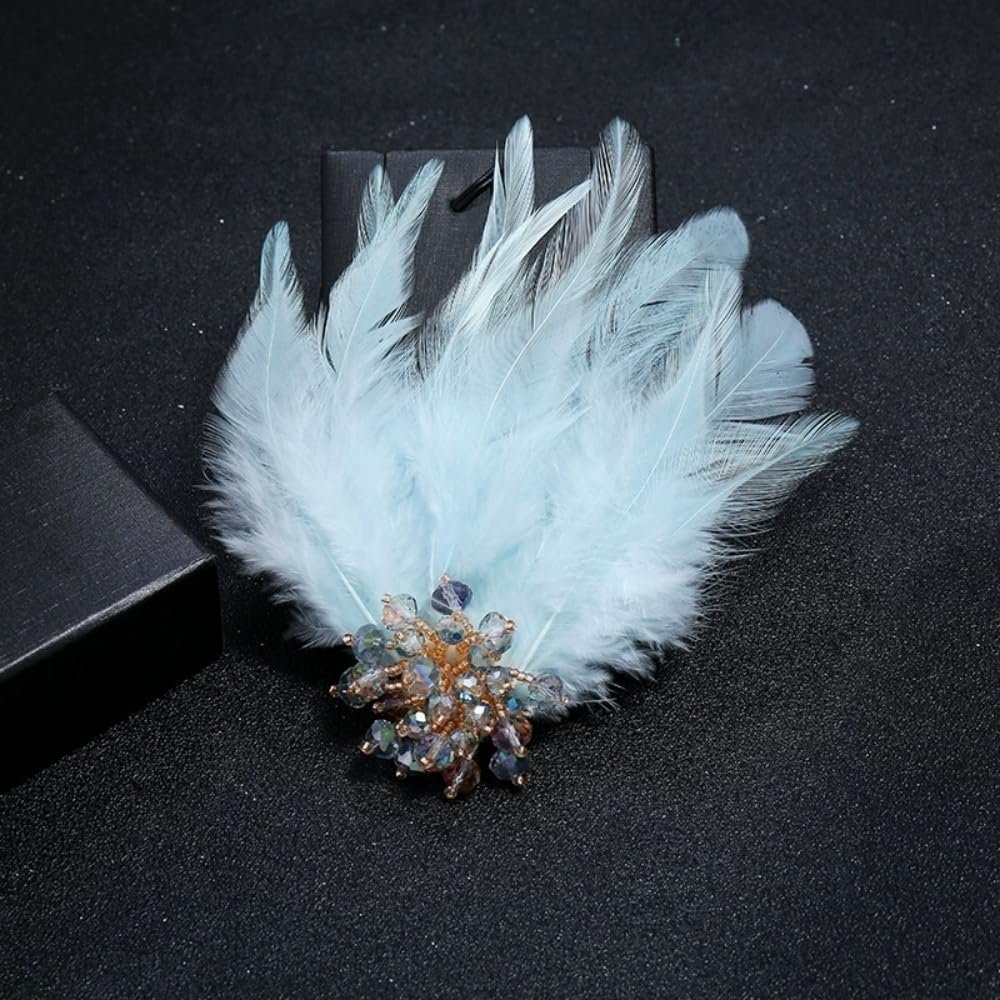 Rhinestone Flower Feather Brooch for Women Delicate Crystal Acrylic Ball Bead Snowflake Lapel Hair Pins Elegant Wedding Christmas Cocktail Party Dress Accessories Jewelry Gift - Image 4