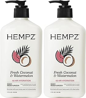 Hempz Body Lotion - Fresh Coconut & Watermelon Daily Moisturizing Cream,Shea Butter Body Moisturizer - Skin Care Products,Hemp Seed Oil - Large,(Pack of 2)