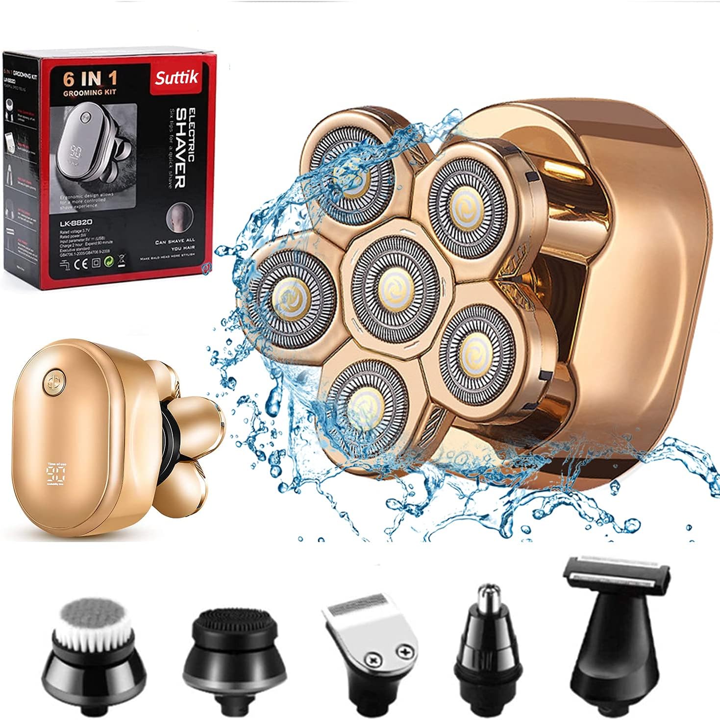 Suttik Electric Shaver Men Upgrade 6 in 1 Electric Razors IPX6