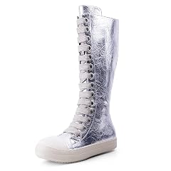 IMPREMEY Womens Knee-High School Bicycling Boots Thick Laces Comfort Platform Walking Boots with Zipper Campus Campaigns Boots