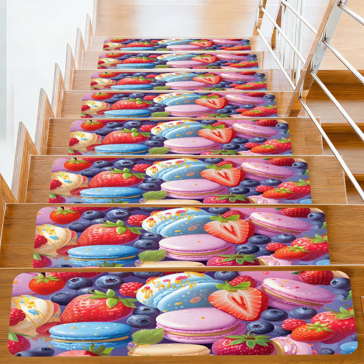 Alfombrillas para peldaños de escalera Mexpekil de 76x20 cm en pack de 10 unidades color macarrón