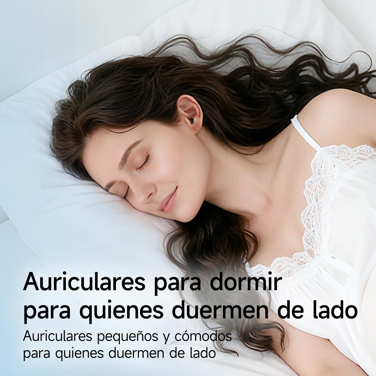 Auriculares para Dormir, Mini Auriculares para Dormir, inalámbricos Bluetooth 6.0 para Dormir de Lado, indicador de Potencia para Entrenamiento, Trabajo, Viajes (Negro Oscuro)