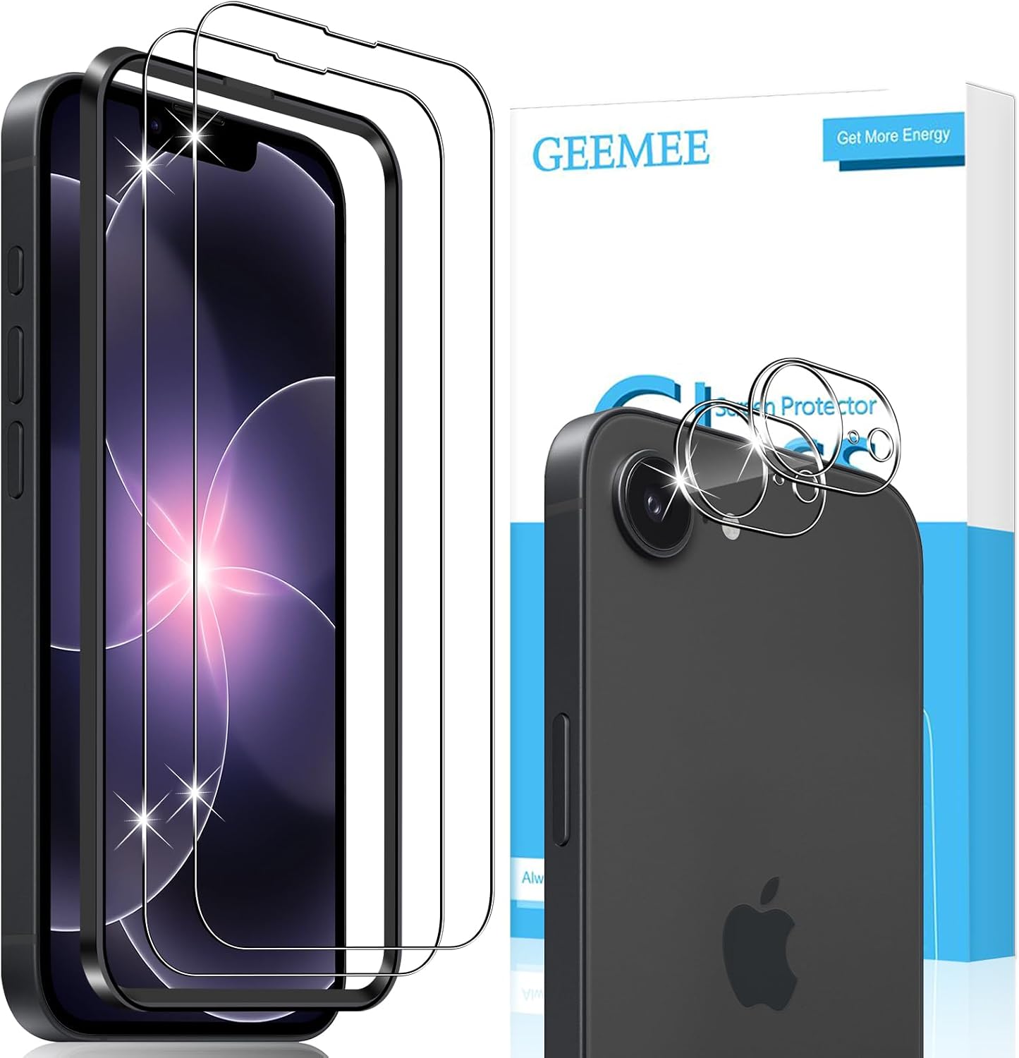 Tempered Glass Screen Protector for iPhone 17E Pack of 2 + 2 Protective Film + Camera Protective Film 9H HD Film Hardness Tempered Glass Screen Protector High Sensitivity