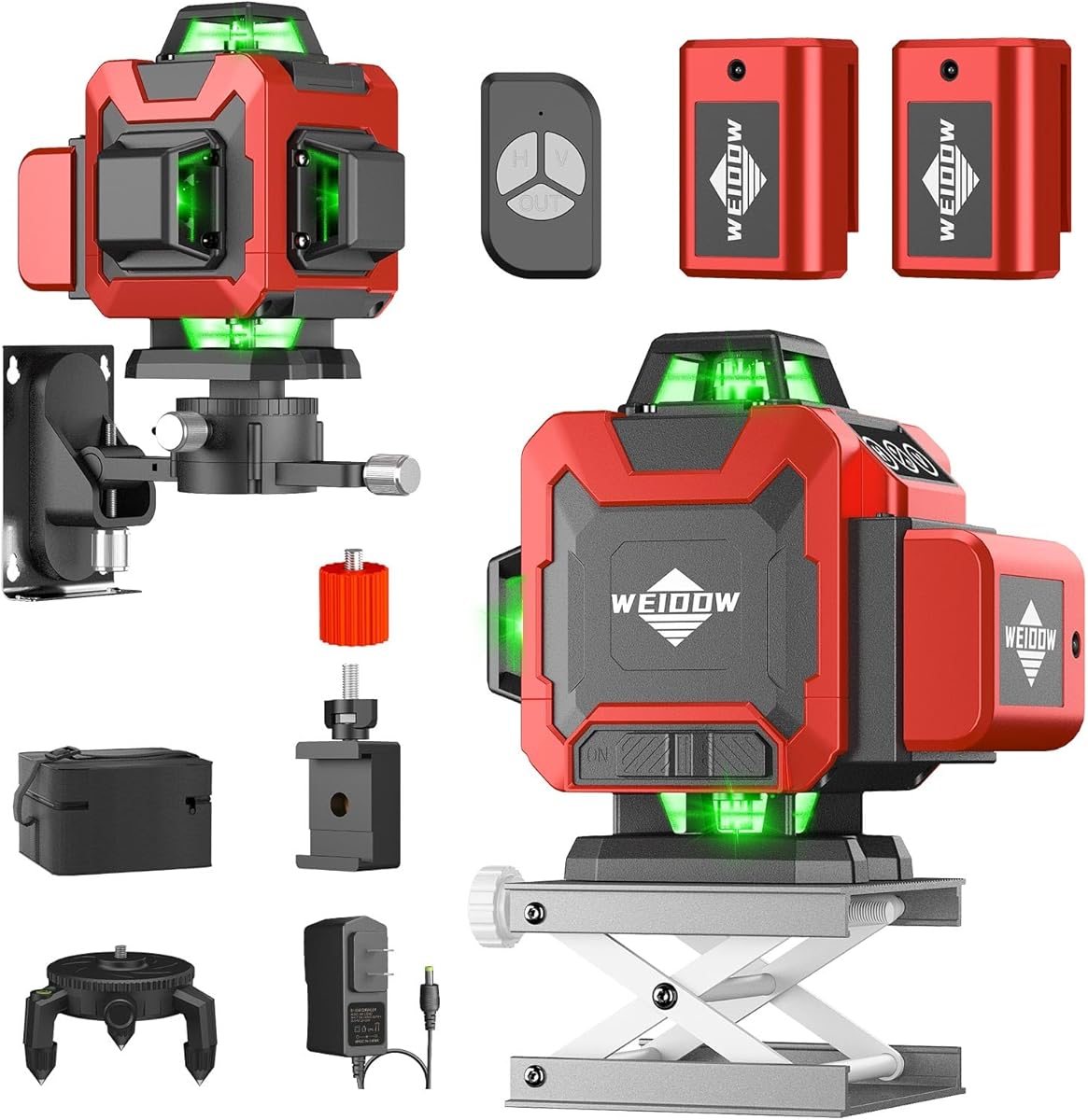 Laser Level,WEIDDW 4D 16 Lines Laser Level 4x360 Self Leveling Tool for Construction and Picture Handing Green Cross Line Vertical and Horizontal Line leveler Tool（1＜mw）