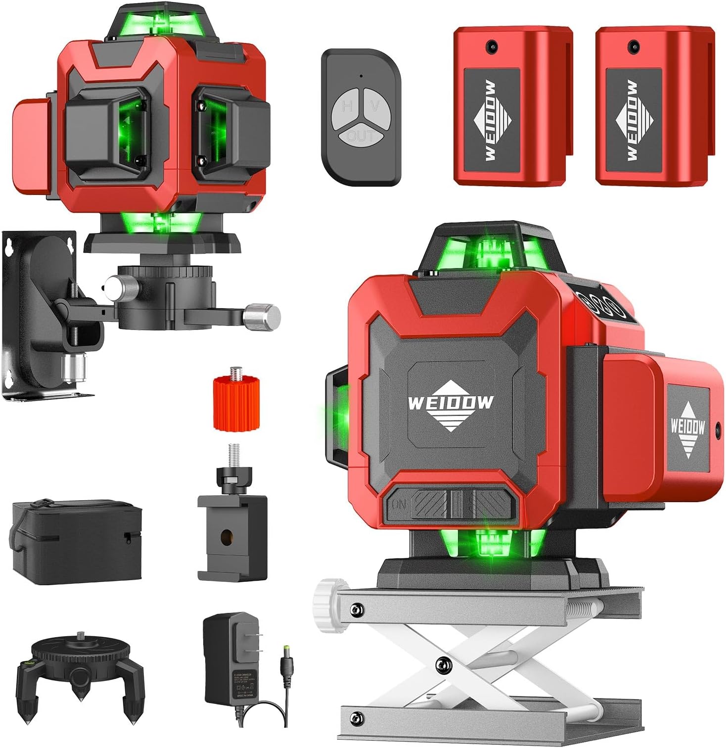 Laser Level,WEIDDW 4D 16 Lines Laser Level 4x360 Self Leveling Tool for Construction and Picture Handing Green Cross Line Vertical and Horizontal Line leveler Tool（1＜mw）