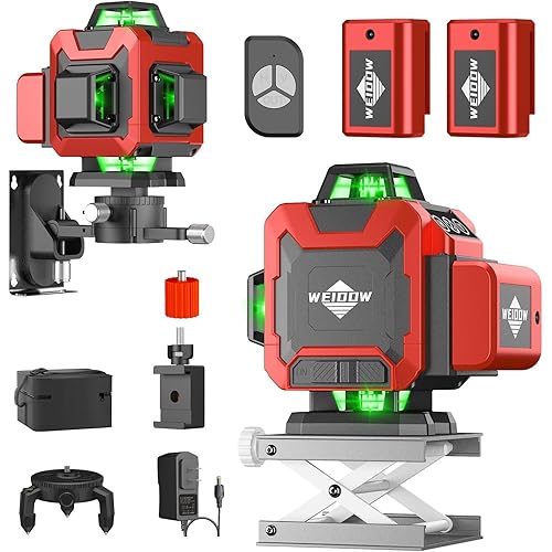 Laser Level,WEIDDW 4D 16 Lines Laser Level 4x360 Self Leveling Tool for Construction and Picture Handing Green Cross Line Vertical and Horizontal Line leveler Tool