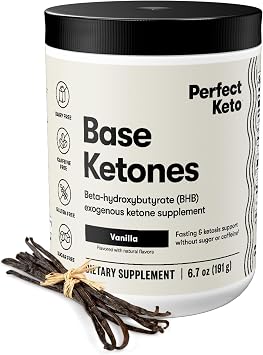 Perfect Keto Ketone Bundle Exogenous Ketones Powder (Vanilla, 6.7 oz) + 100 ct Urine Ketone Test Strips Keto Support & Monitoring Kit for Low Carb/Ketogenic Diets