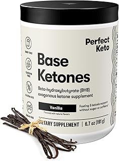 Perfect Keto Exogenous Ketones Powder, BHB Salts Supplement for Ketosis & Fasting, Plus Electrolytes for Hydration, Caffeine Free Energy, Keto Diet, Focus & Workout Support, Vanilla, 6.7 oz