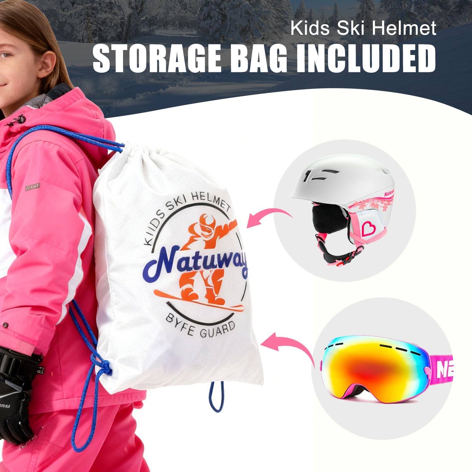 Kids and Toddlers Ski Helmet Snowboard Helmet and Goggles Combo Comfort Safty and Very Lightweight ASTM Certified for Boys,Girls and Young Skiers