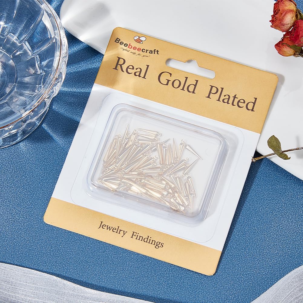 Beebeecraft 1 Box 120Pcs Half Cone Charm 24K Gold Plated Spike Shape Pointed Pendants Dangle Vintage Punk Style Rock Charms for DIY Jewelry Necklace Earrings Bracelet Making Crafts Supplies - Image 6