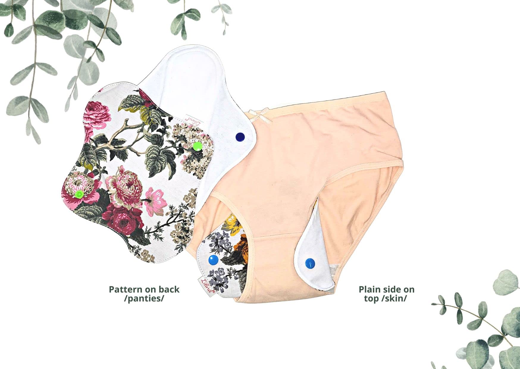 Lilind® Paquete de 12 almohadillas de tela orgánicas, paquete de 12 unidades, bolsa húmeda con cremallera, reutilizables y impermeables, servilletas sanitarias menstruales, 100% algodón, rosas vintage