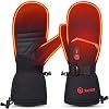 SAVIOR HEAT Heated Mittens Battery Ski Gloves, Upgraded Electric Rechargeable Mitts for Skiing Camping Hiking Arthritis Hands Men Women