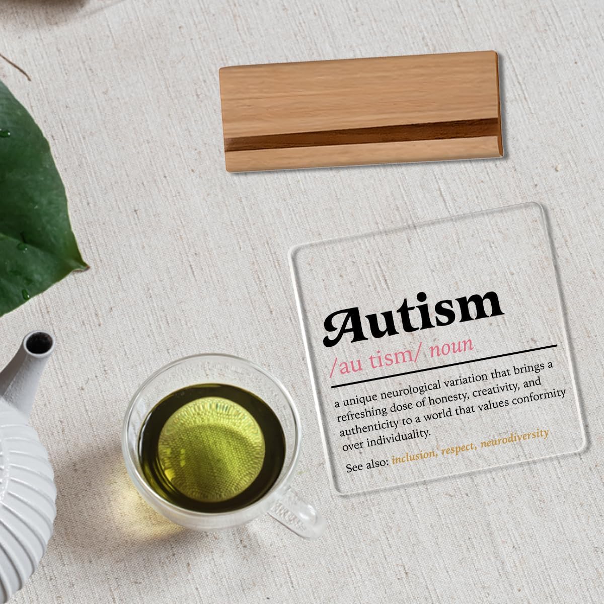 Autism Awareness Month Decor Sign Appreciation Gifts for Special Education SEN Teacher Special Needs Parent Autism Definition Clear Acrylic Decorations Sign for Office Desk Shelf 4 X 4 Inch - Image 5