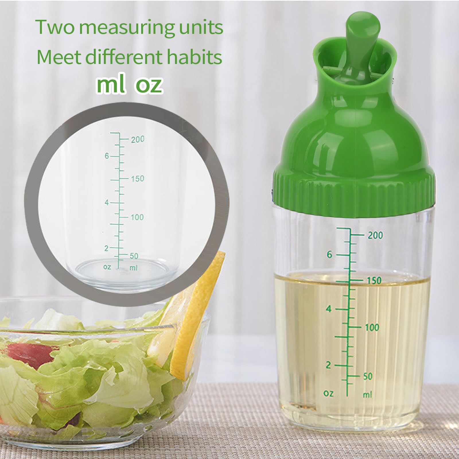 VINGVO 200ml Salad Dressing Container, Condiment Bottles, Salad Dressing Bottles Salad Dressing Shaker BPA Prevent Leakage Salad Dressing Jar with Lid (Green+Black+White)