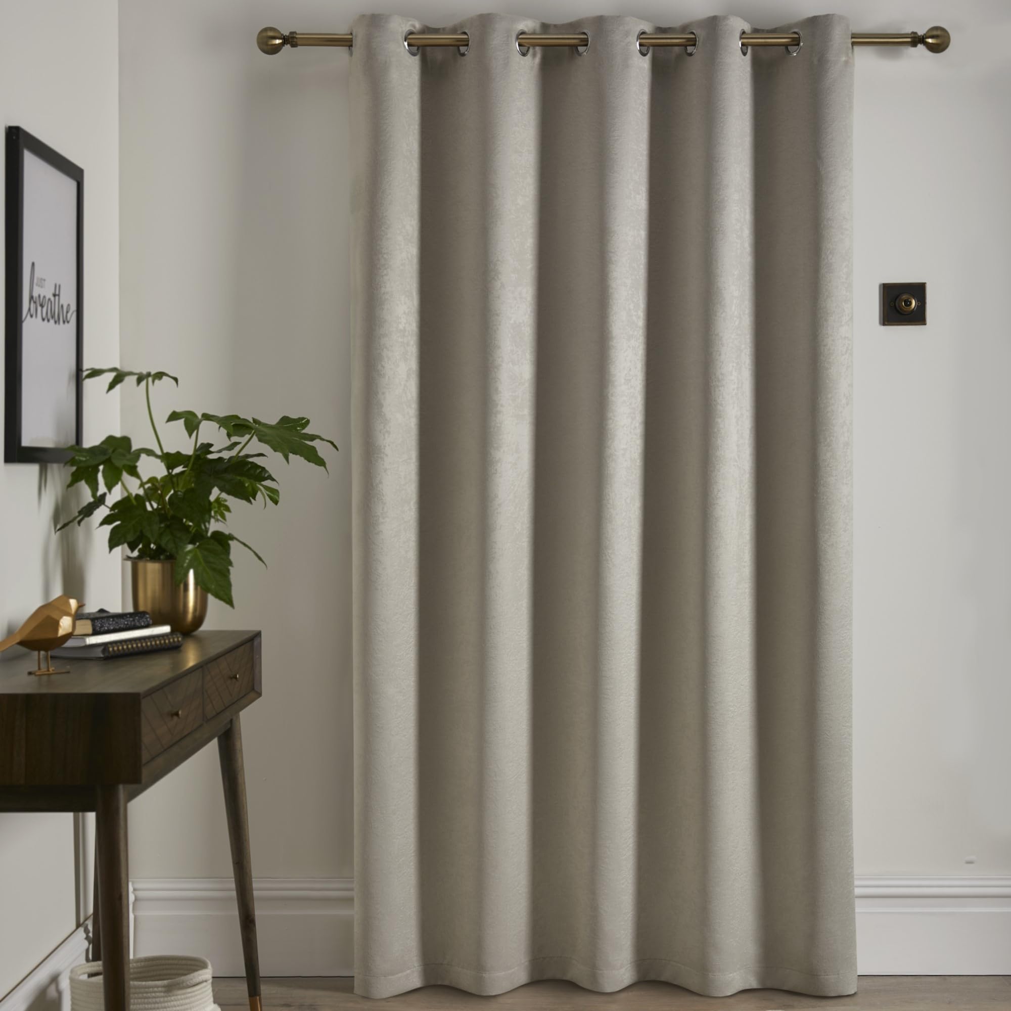 Fusion Matteo Olive Green Tartan Eyelet Drapes W66 x L90 (168x229cm), 2 Panels, 100% Cotton, Check Plaid Window Coverings - Image 3