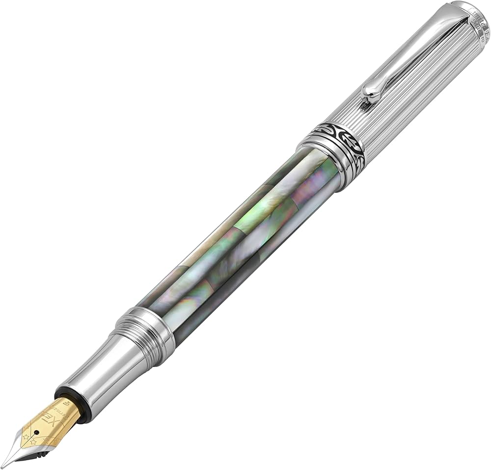 【500本限定】xezo マエストロ　万年筆　F　ブラックマザーオブパール Amazon | Xezo Maestro ブラックマザーオブパール万年筆、細字