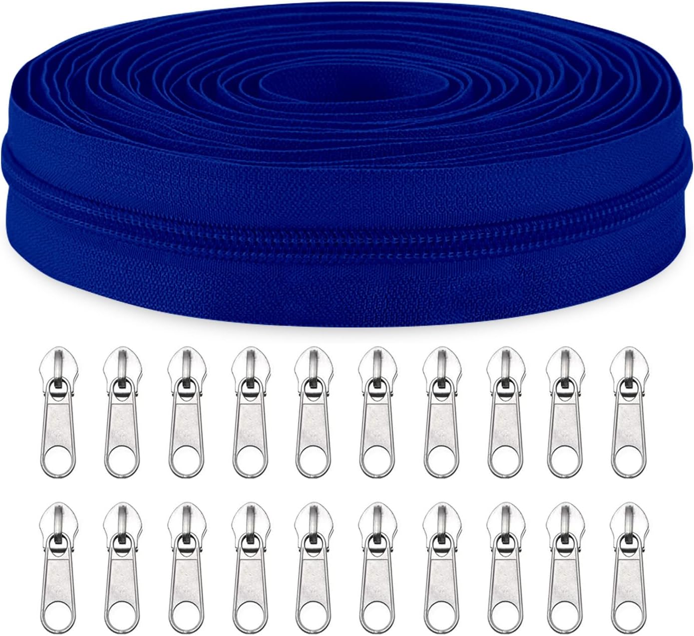 Sawoake #5 Nylon Coil Zippers by The Yard Bulk 10 Yards with 20pcs Zipper Sliders for DIY Sewing Tailor Craft Bag Garment Home Textile…(White)