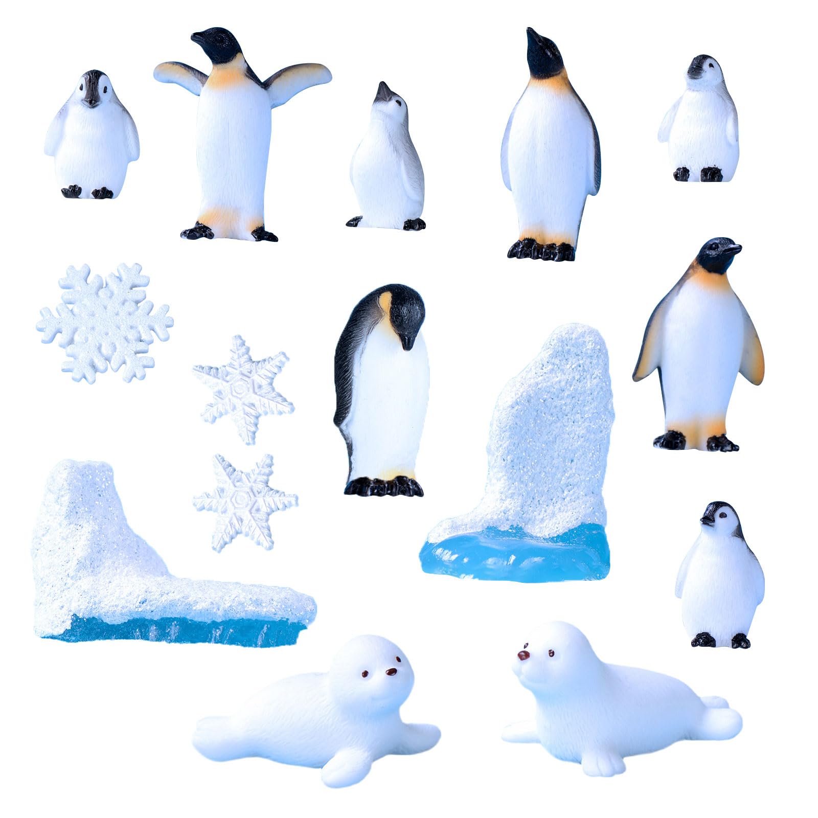 XNIVUIS15 Pcs Realistic Penguin Figurines Penguin Seal Mini Iceberg Polar Animal Toy Figurines Winter Animals Polar Animal Models Toy Set Easter Eggs Cake Toppers for Kids Toddlers (15 Pcs)
