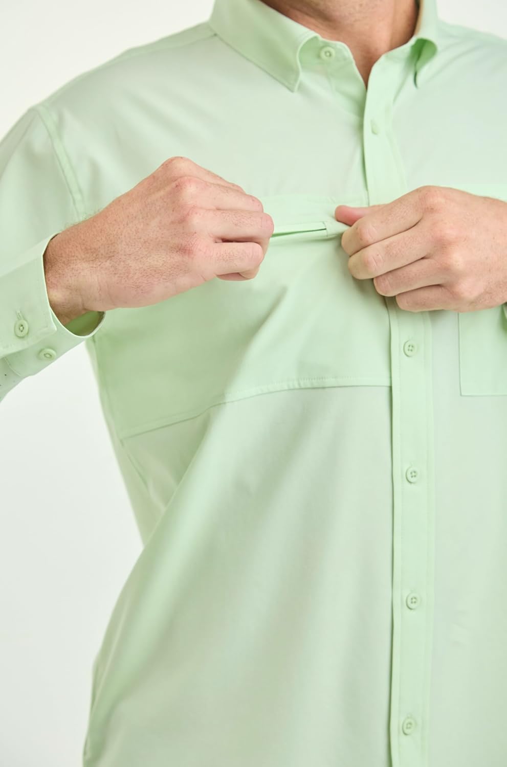 Men's UPF 50+ Outdoor & Fishing Shirt - 92% Recycled Materials Performance Button Down Long Vented Sleeve Sun Protection