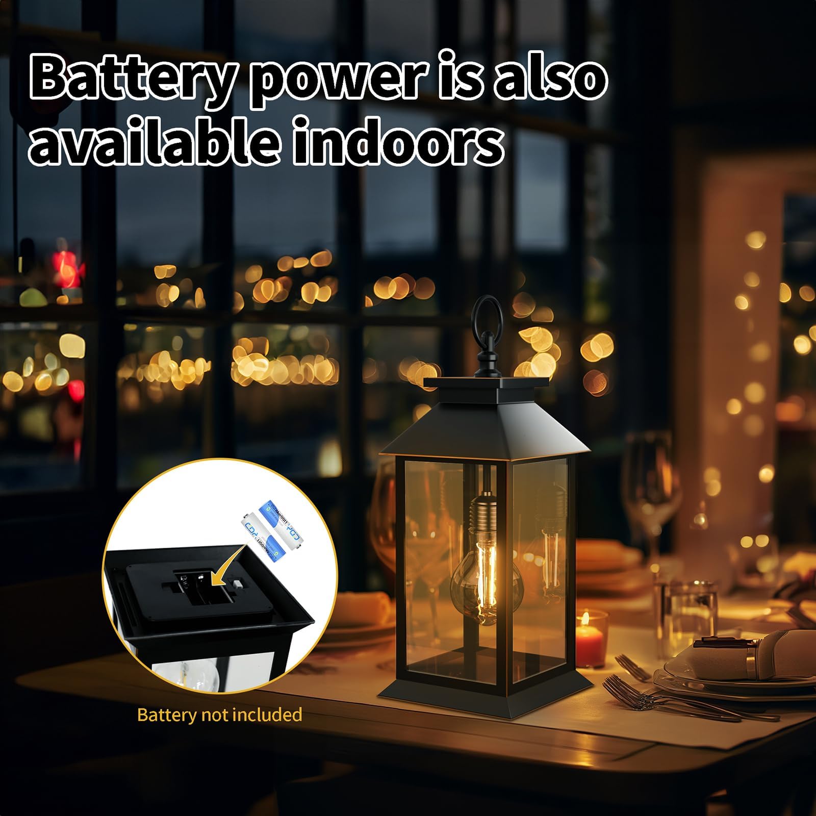 Solarlaternen für den Außenbereich, hängende Glas-Solarleuchten, wasserdicht, Dual-Power-Solarleuchten und 2 x AA-Batterien, für Veranda, Terrasse, Hof und Indoor-Tisch oder Kaminsims, 2 Stück