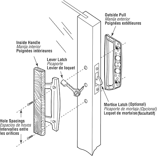 Miniatura 3 de Prime-Line C 1131 - Juego de manijas de puerta corredizas de vidrio  Reemplaza las manijas de puerta viejas o dañadas rápida y fácilmente  Negro