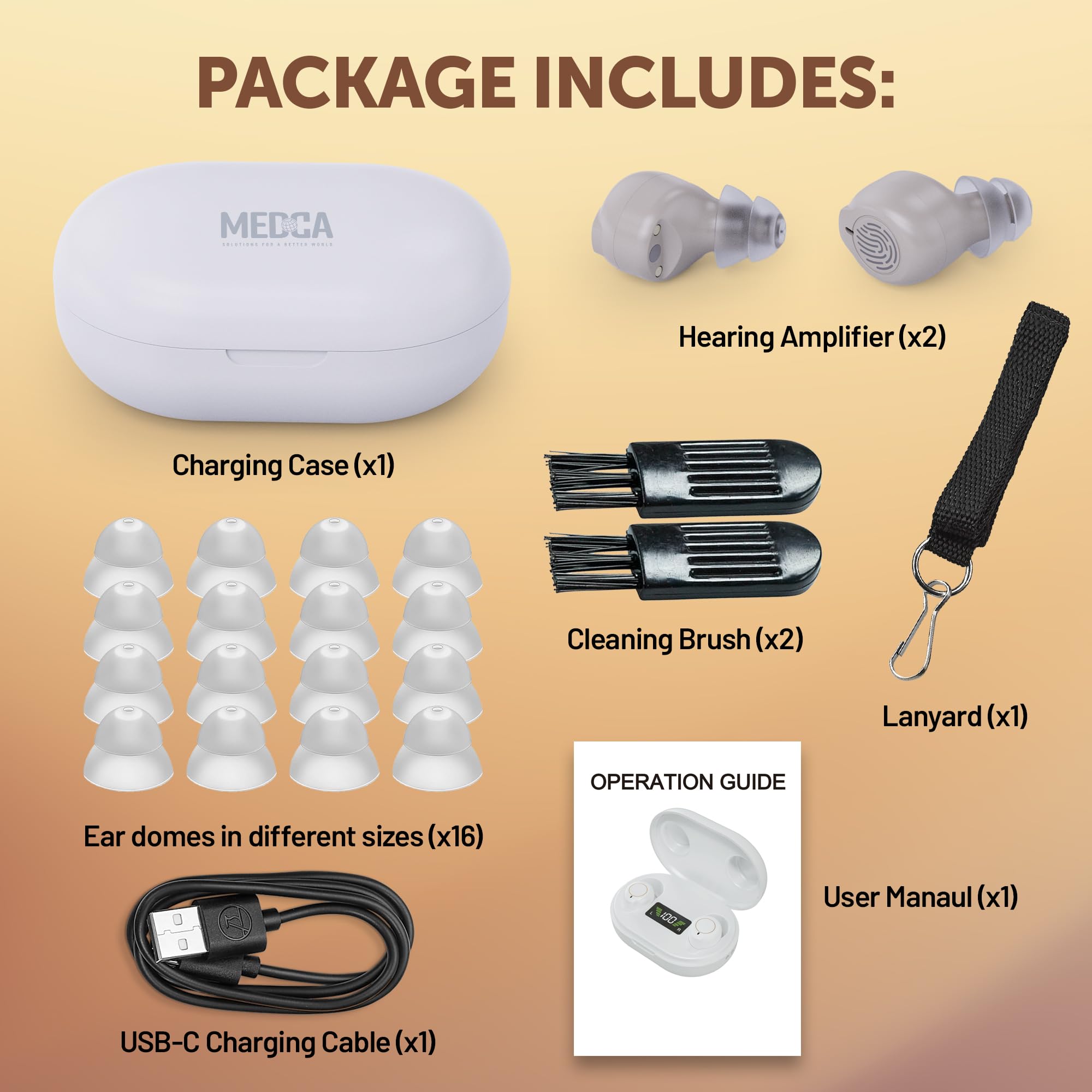 Audífonos Digitales Recargables - de Sonido ITE para Adultos y Personas Mayores, OTC, Reducción Inteligente de Ruido y Realimentación, Amplificadores Personales con Estuche de Carga LED Portátil