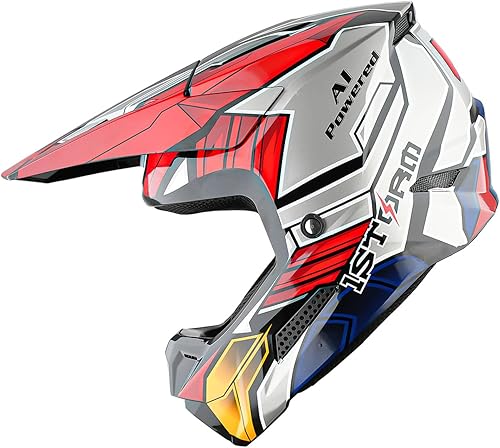 Miniatura 5 de 1Storm Casco de motocross juvenil para niños, casco ATV BMX MX Dirt Bike Go Kart Adolescente Zaku Mecha Rojo