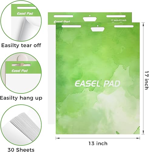 Miniatura 2 de Sticky Easel Pad, Anchor Chart Paper, Our Sticky Easel Pads measure 13 x 17 inches, Featuring Self-stick Chart Paper Designed with Exceptional
