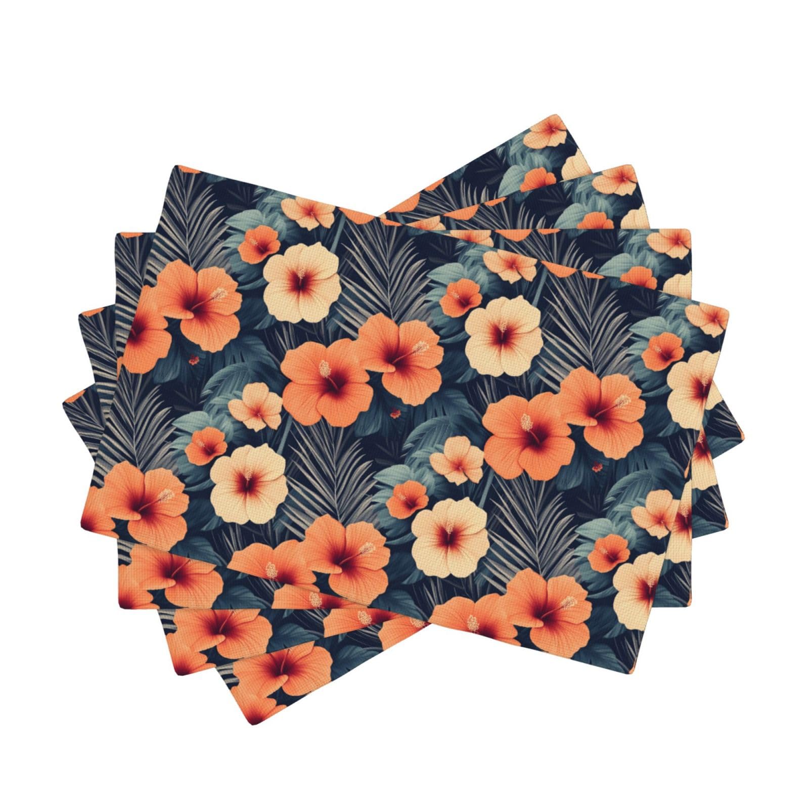 Set de table de salle à manger chic imprimé floral orange