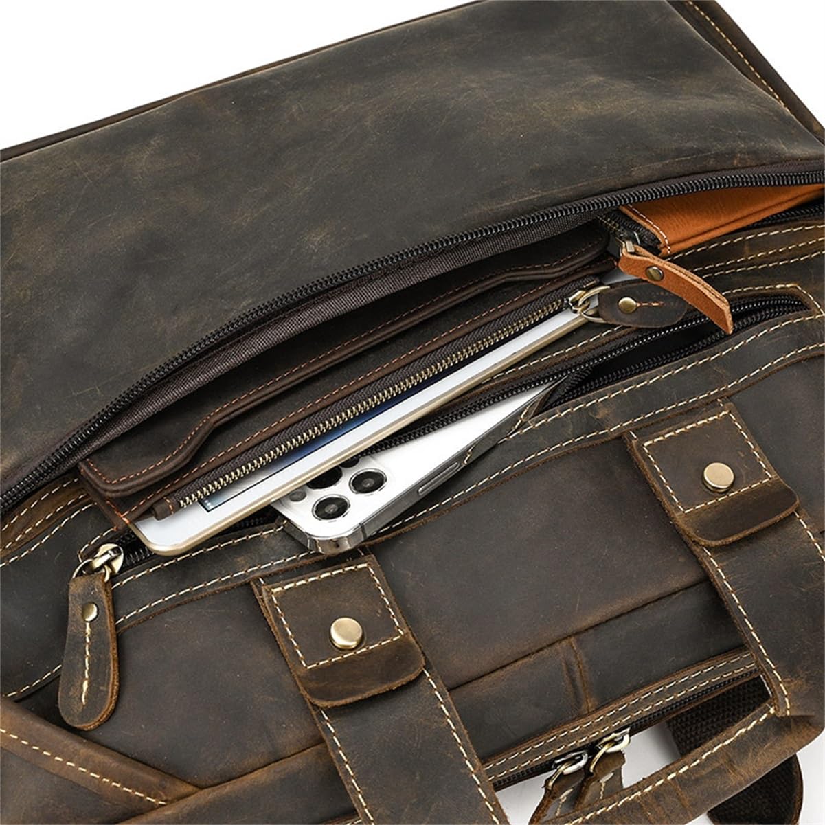 Borsa in pelle uomo, messenger vintage for laptop 15" con tracolla
