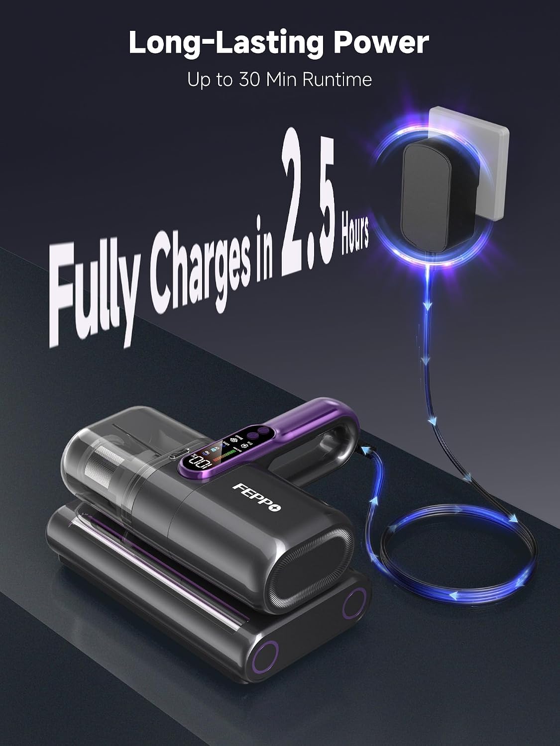 FEPPO Cordless Mattress Vacuum Cleaner, 18Kpa Strong Suction Bed Vacuum photo 6