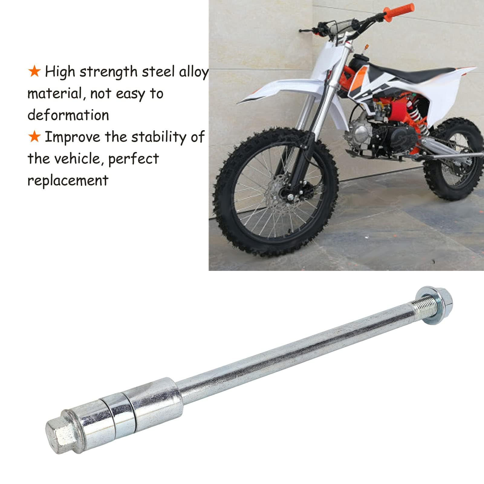 Aramox Essieu de Roue Avant Arrière pour 125 140 Pit Pro Trail Dirt Bike, 12 mm 230 mm, Alliage d'Acier, avec 3 Joints
