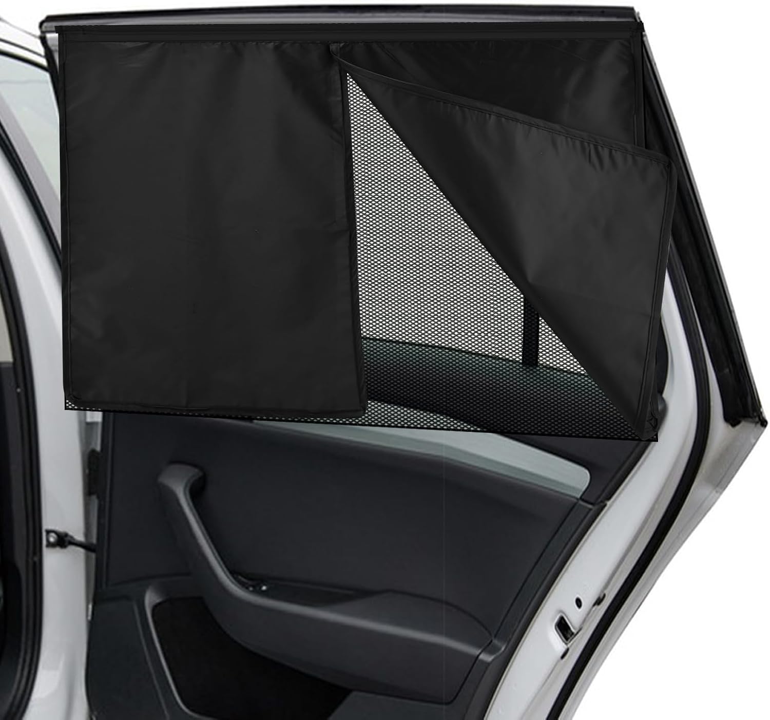 2 Pack Car Window Shades with 10 Strong Magnets 26.8"x18.5" Dual Layer Car Rear/Side Window Sunshade - Full Blackout Semi-Transparent 2-in-1 Universal Auto Sun Shade Privacy Screen