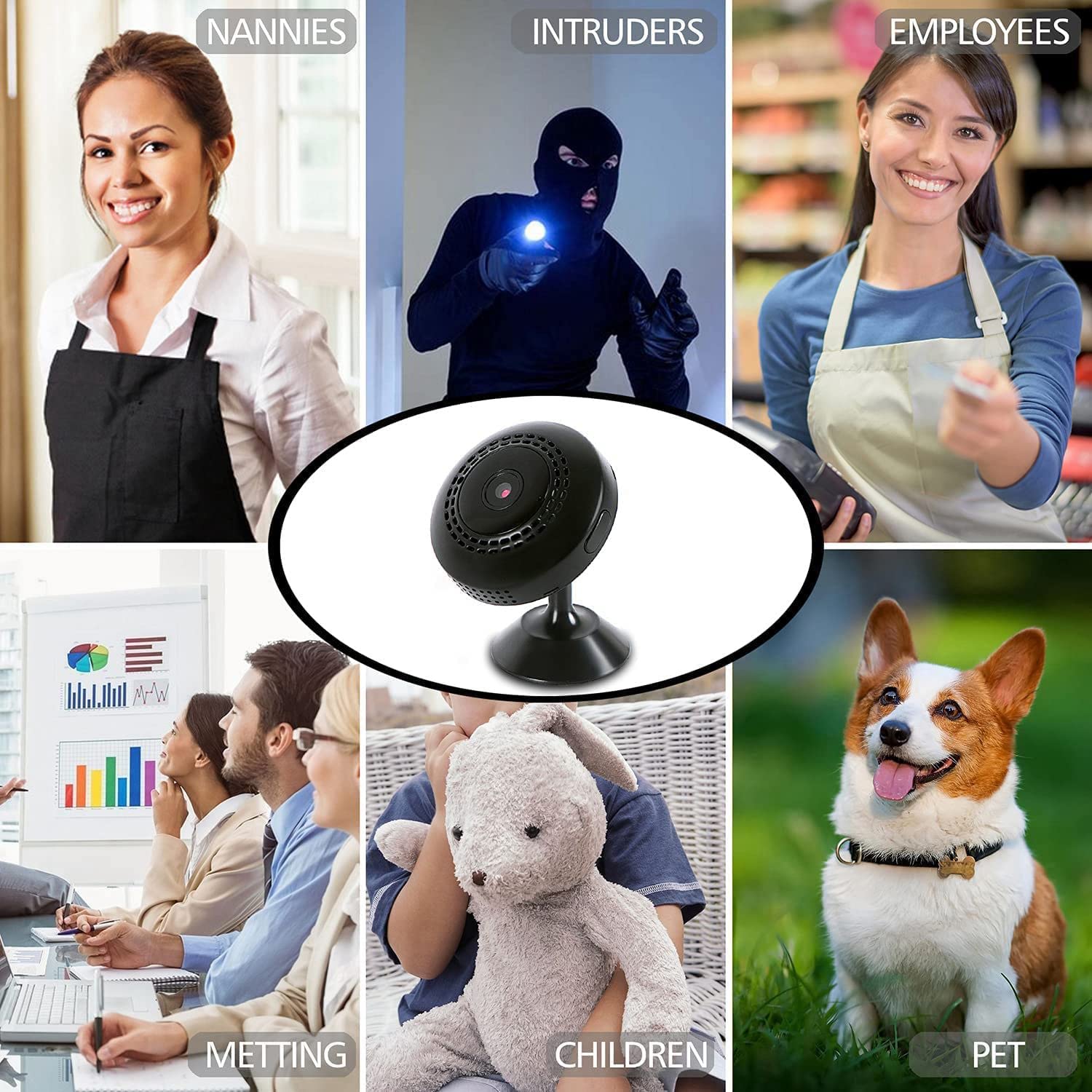 Mini CaméRa WiFi CaméRa CachéE sans avec VidéO 1080P Petite CaméRa Nounou Portable avec Application TéLéPhone, DéTection de Mouvement
