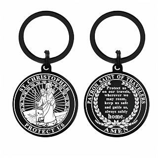 Viayen Saint Christopher キーチェーン - 車用聖クリストファーメダル - 旅行者の守護聖人 カトリックギフト 男女兼用