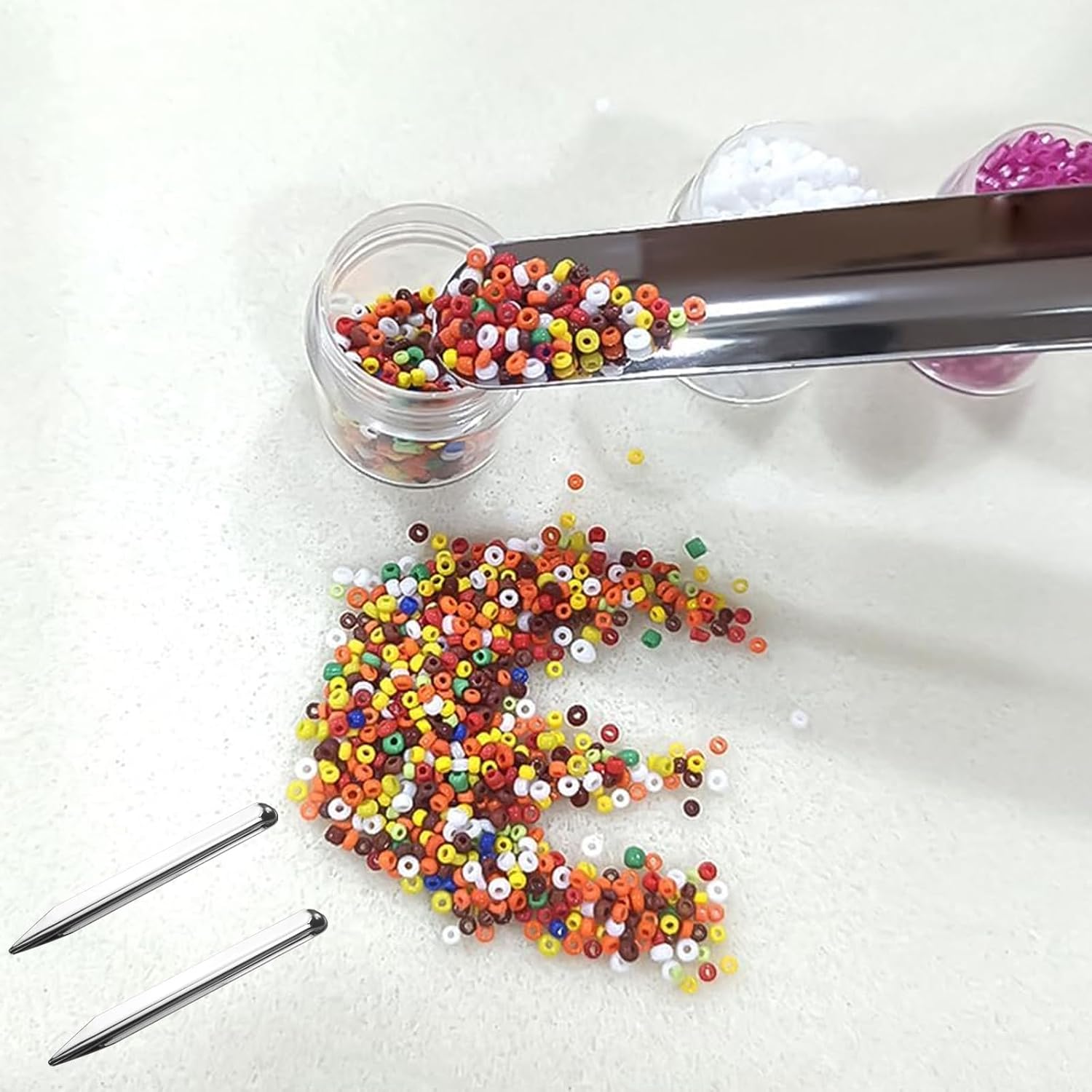 2 Pcs Bead Scoop, Stainless Steel with Pointed Tip
