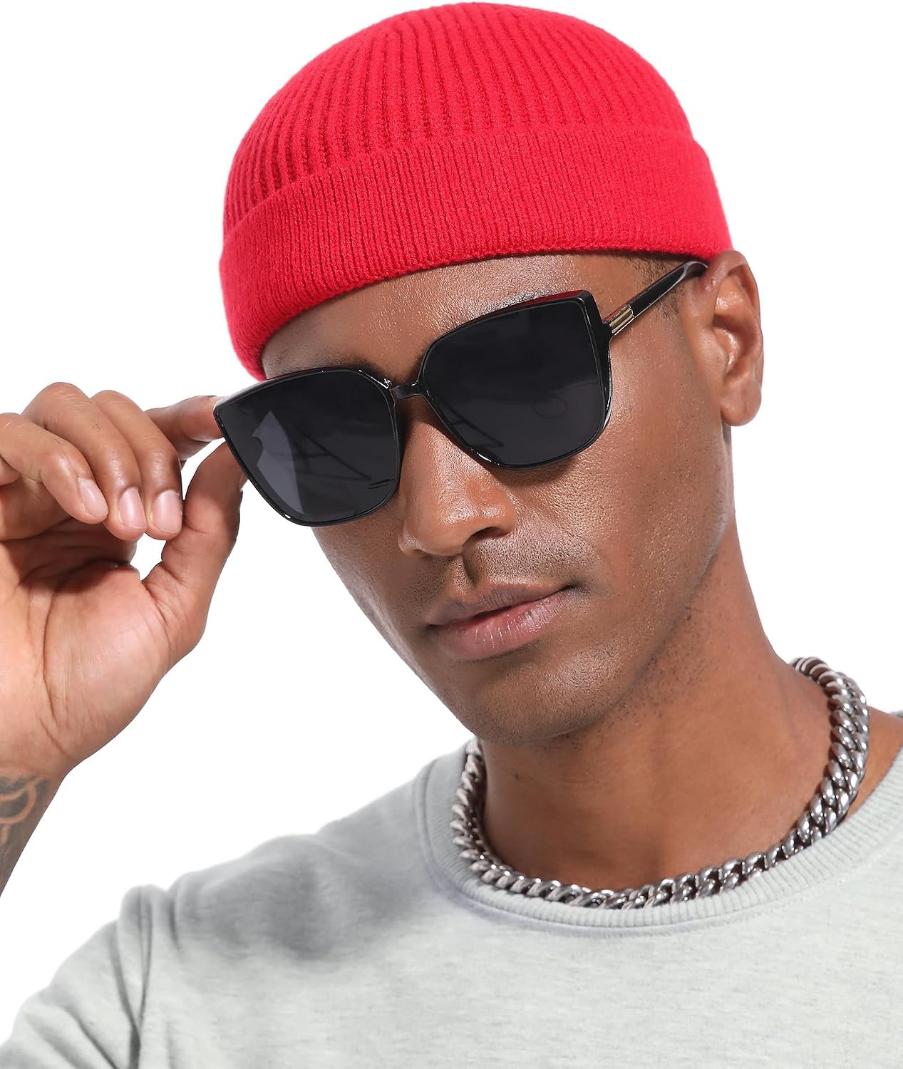 Short Beanie for Men Women, Wool Knit Cuff Winter Fisherman Hats thumbnail