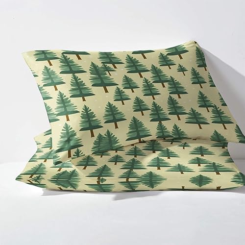 Miniatura 10 de Forest Sheets - Juego de sábanas de cama tamaño Queen, sábanas y fundas de almohada estampadas de 4 piezas, sábana bajera ajustable de microfibra