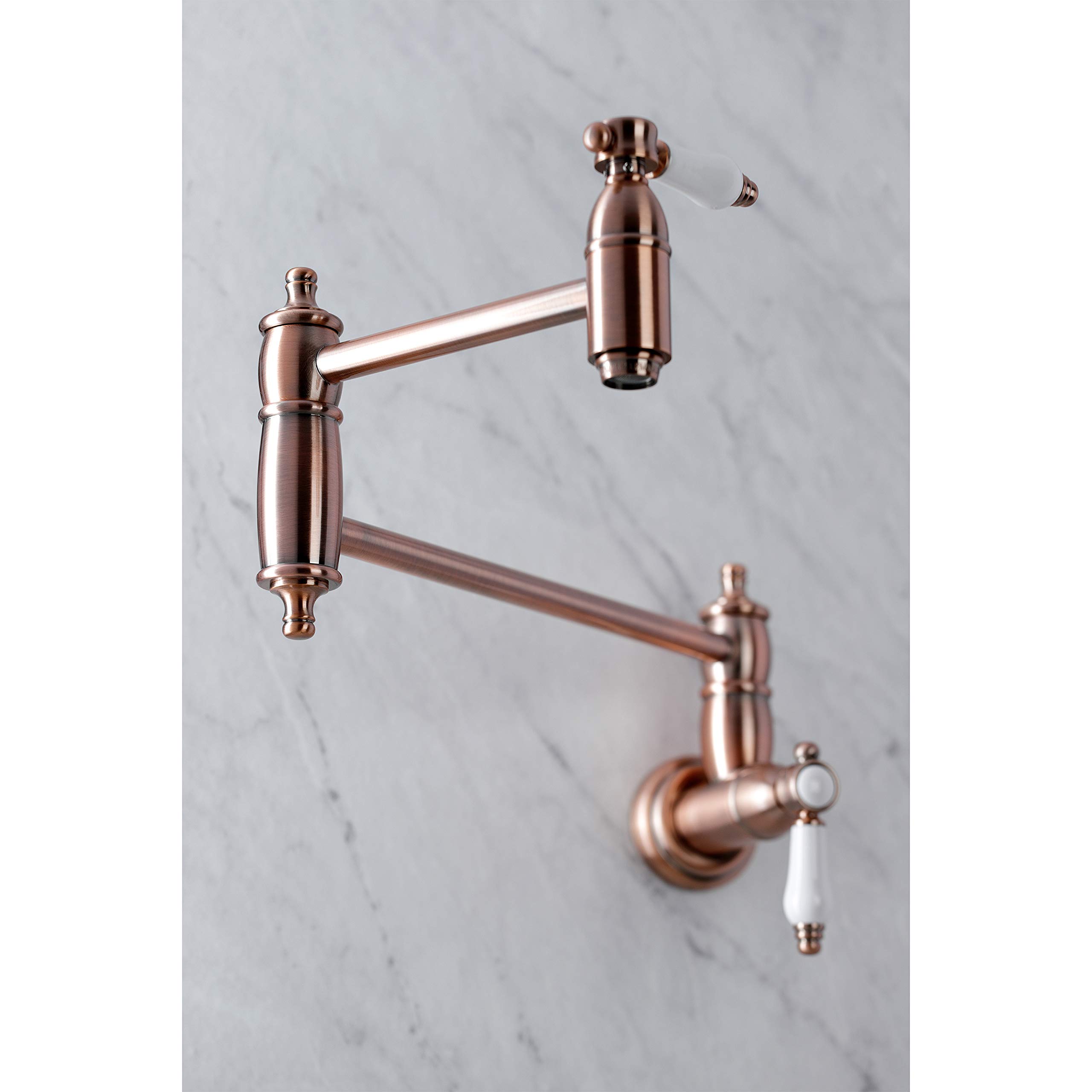 Kingston Brass KS310BPLAC Bel-Air Wall Mount Pot Filler Kitchen Faucet, Antique Copper