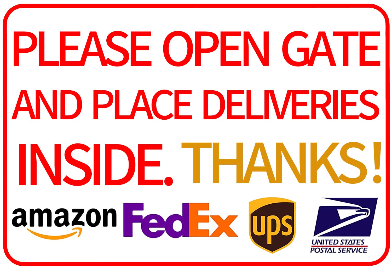CCPARTON Please Open Gate and Place Deliveries Inside Delivery Sign Indoor Outdoor Signs for Home 8x12 Inch