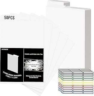 AKONEGE 50 Pack Comic Book Dividers with Tab for Comic Storage Boxes