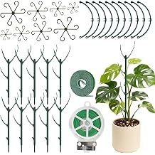 30Pcs Plant Stakes for Indoor Plants, Stackable Monstera Stake with Stem Supports & Garden Wire for Monstera, Pothos, Money Plant, Outdoor Plants