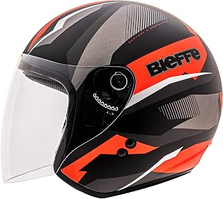 Capacete Aberto Moto Bieffe Allegro VTR Preto Fosco/Vermelho 58