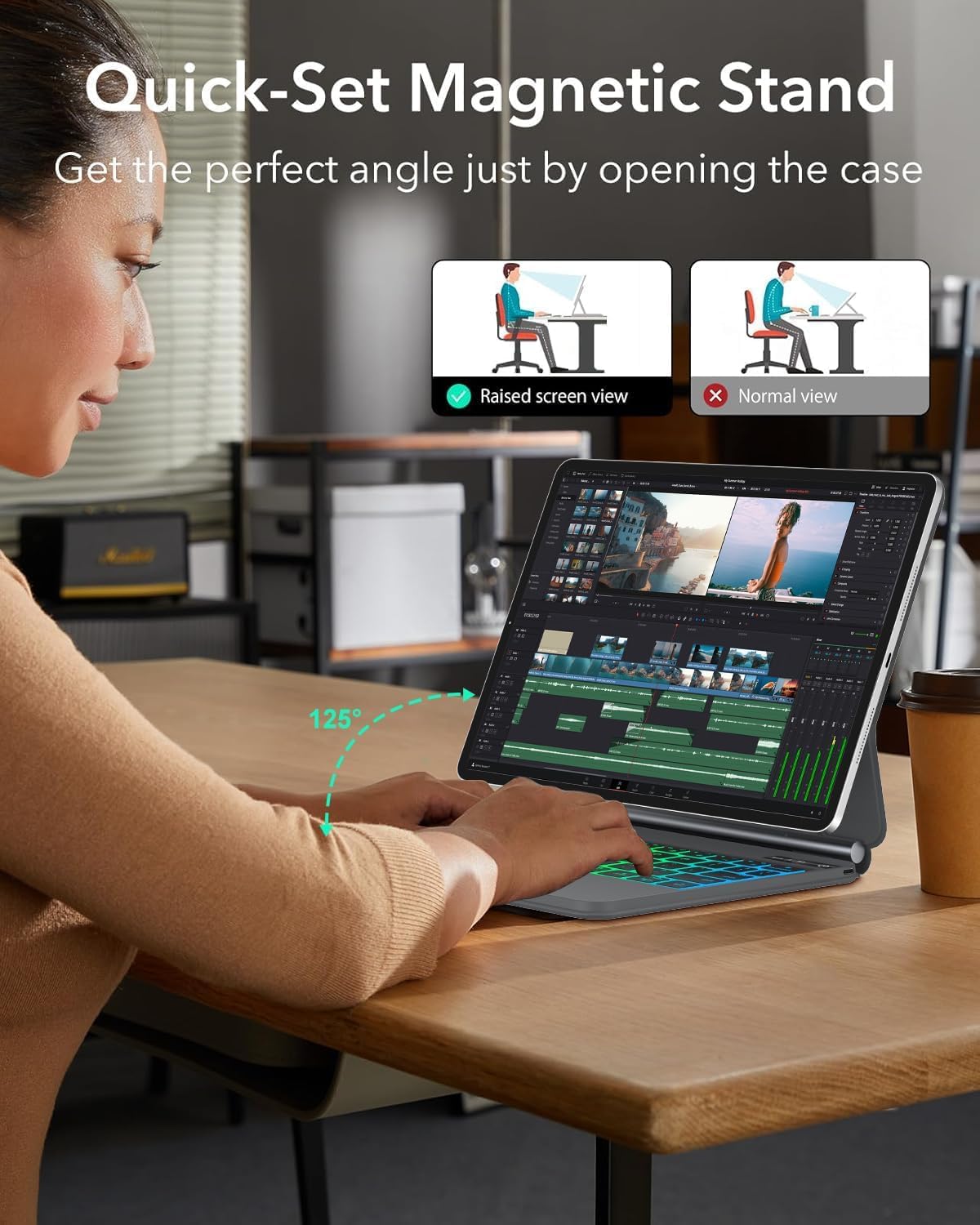 Magic Keyboard Folio for iPad A16 11th / 10th Generation Case with Keyboard, Rainbow Backlit, Multi-Touch Trackpad, Floating Cantilever Stand, Magnetic Case for iPad A16 11 inch / 10th Gen 10.9 inch